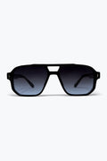 Black Gradient Lens Geometric Frame Oversize Sunglasses