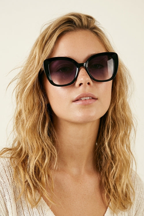 Black Oversize Cat Eye Gradient Lens Fashion Sunglasses — view 1 of 3