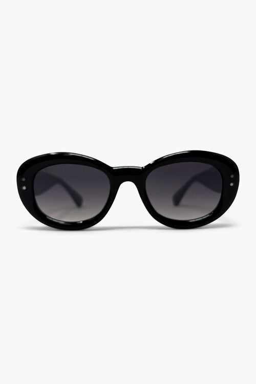 Black Oval Frame Gradient Lens Chunky Sunglasses — view 2 of 3