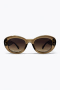 Brown Oval Frame Translucent Acetate Gradient Lens Sunglasses