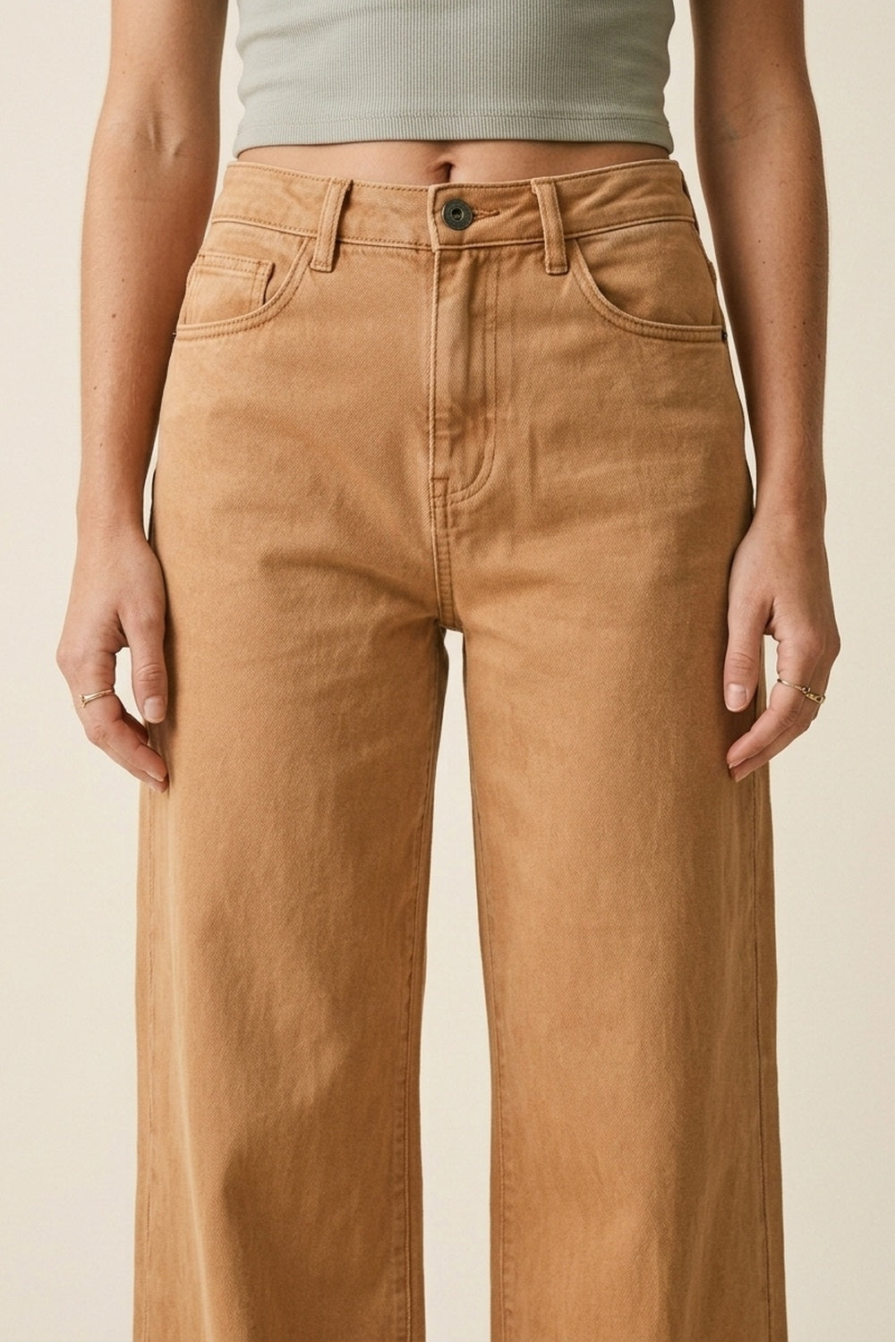 Orange Wide-Leg Pants with lightweight Twill