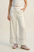 Ivory Satin Wide-Leg Kimono Trousers