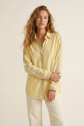 Yellow Oversize Shirt with Embroidered Trim Details
