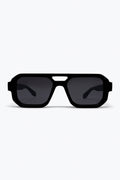 Black Oversize Geometric Frame Thick Temple Urban Sunglasses