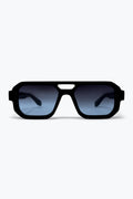 Black Gradient Lens Geometric Frame Oversize Sunglasses