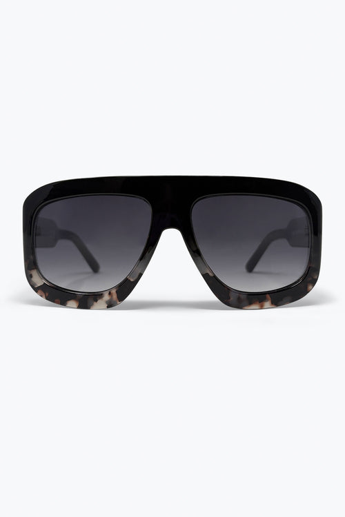 Black Tortoiseshell Frame Oversize Shield Sunglasses With Gradient Lenses — view 2 of 3