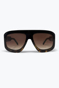 Black Tortoiseshell Effect Square Frame Gradient Lens Sunglasses