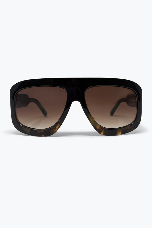 Black Tortoiseshell Effect Square Frame Gradient Lens Sunglasses — view 2 of 3