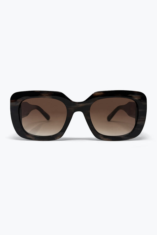 Black Tortoiseshell Acetate Wide Square Frame Sunglasses — view 2 of 3