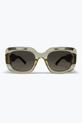 Khaki Square Acetate Wide Frame Gradient Oversize Sunglasses