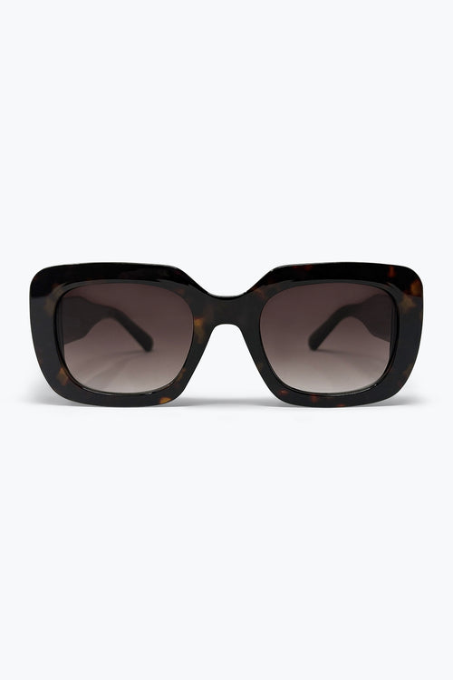 Black Tortoiseshell Acetate Square Frame Oversized Sunglasses — view 2 of 3