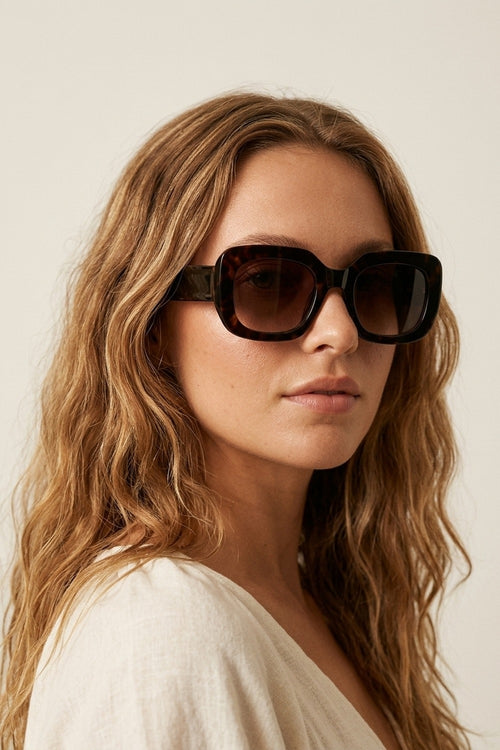 Black Tortoiseshell Acetate Square Frame Oversized Sunglasses — view 1 of 3