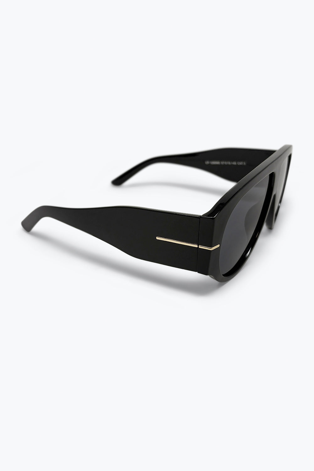 Black Oversize Shield Frame Gold Trim Aviator Sunglasses