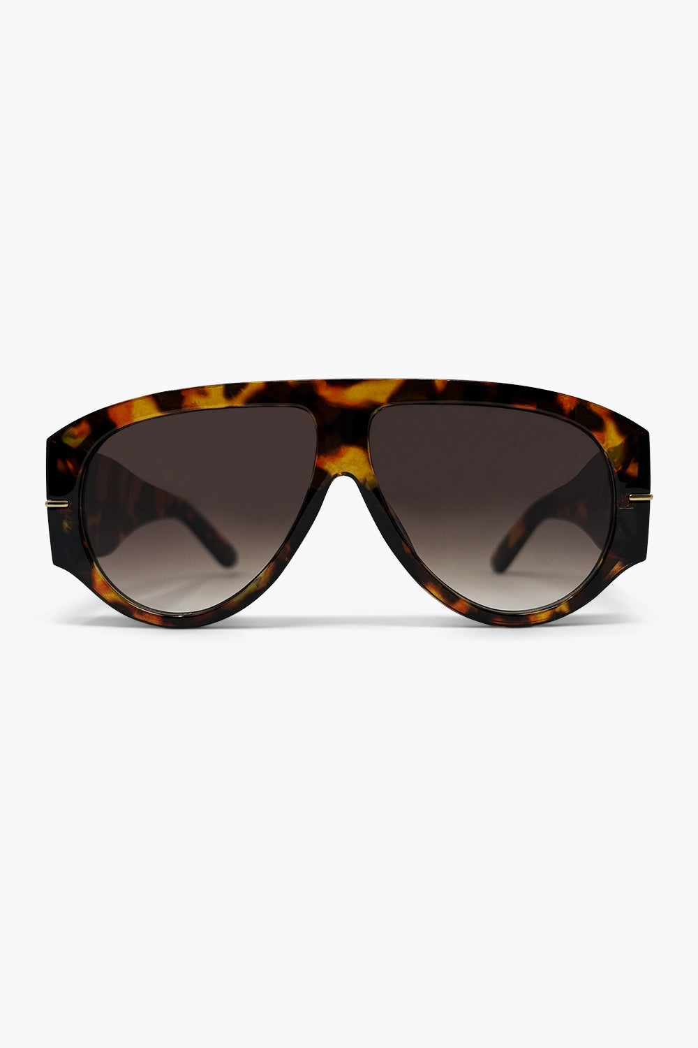 Brown Tortoiseshell Print Chunky Frame Wide Visor Sunglasses