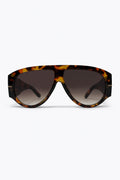 Brown Tortoiseshell Print Chunky Frame Wide Visor Sunglasses