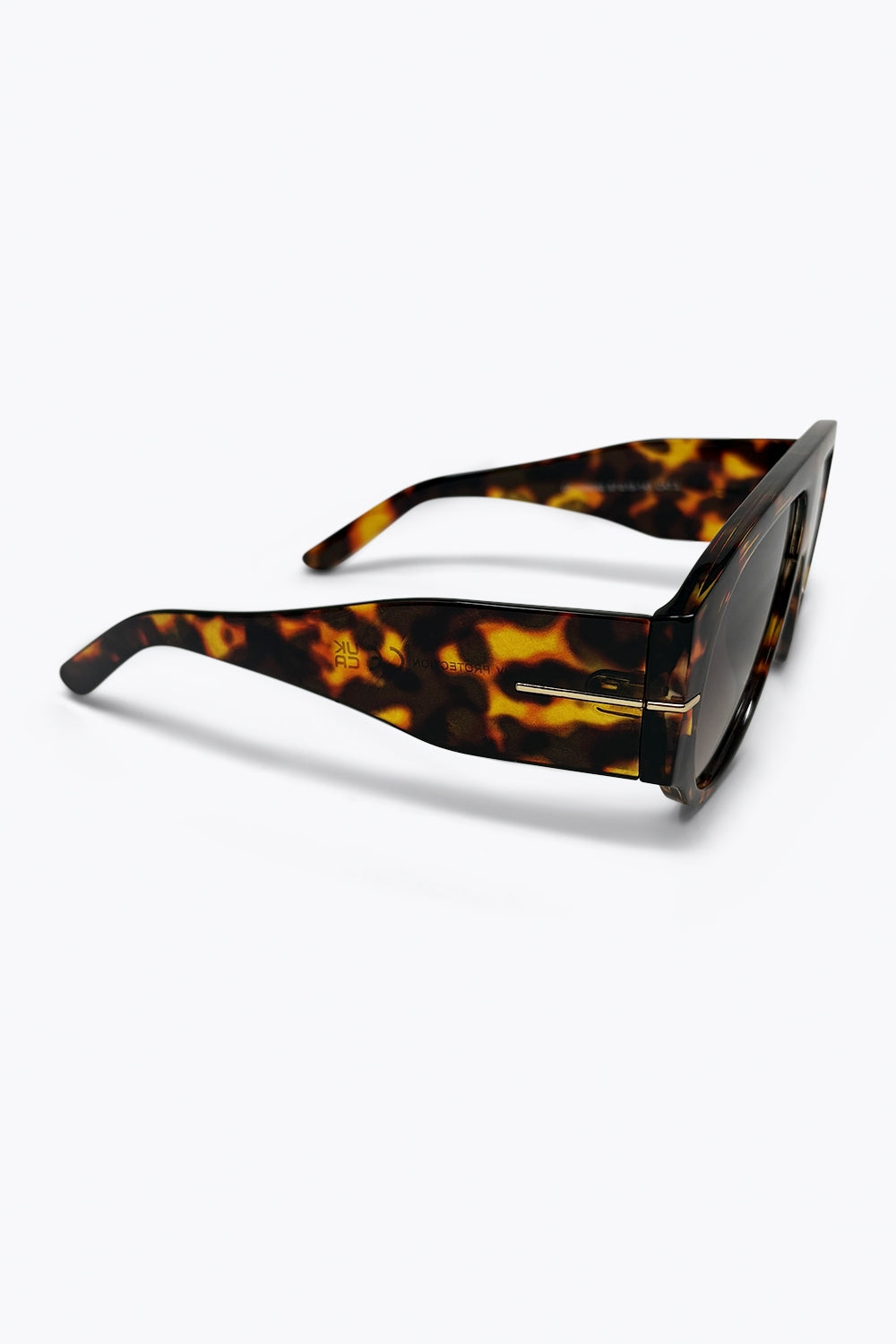 Brown Tortoiseshell Print Chunky Frame Wide Visor Sunglasses