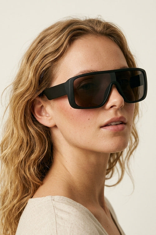 Black Oversize Shield Frame Gradient Visor Style Sunglasses — view 1 of 3