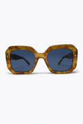 Brown Tortoiseshell Square Frame Oversize Blue Lens Sunglasses