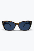 Multicolor Tortoiseshell Cat Eye Blue Lens Acetate Sunglasses