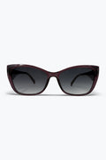 Burgundy Gradient Lens Cat Eye Frame Oversize Sunglasses
