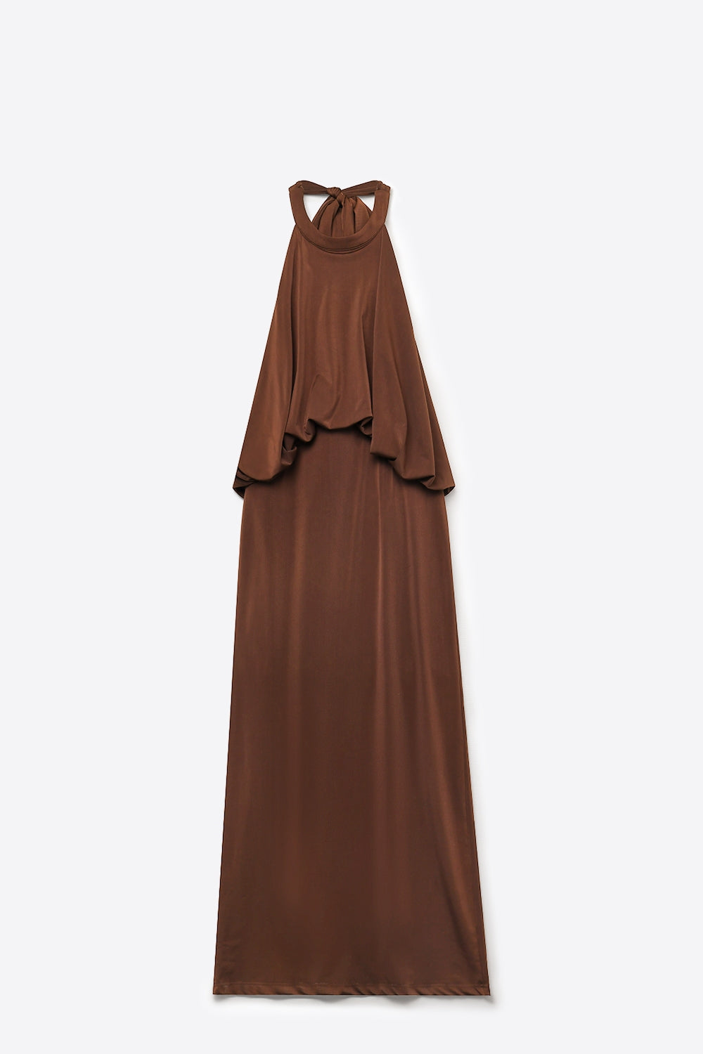 UNIKCOSA soft stretch fabric Halter Neck Maxi Dress in brown