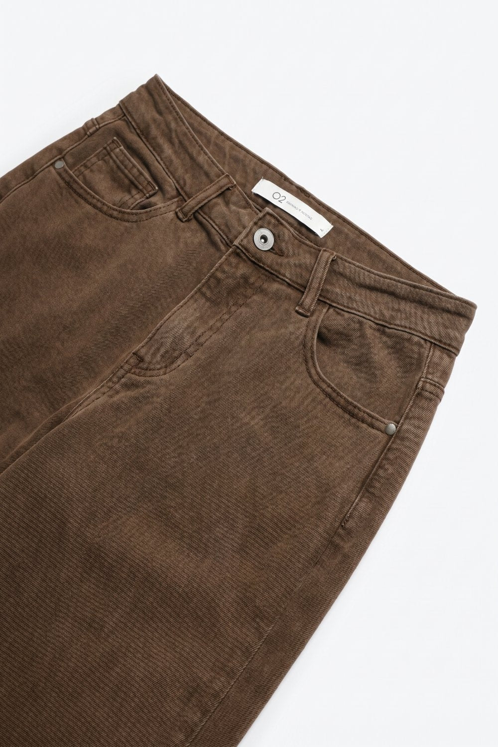 UNIKCOSA washed cocoa high-waisted barrel-leg jeans