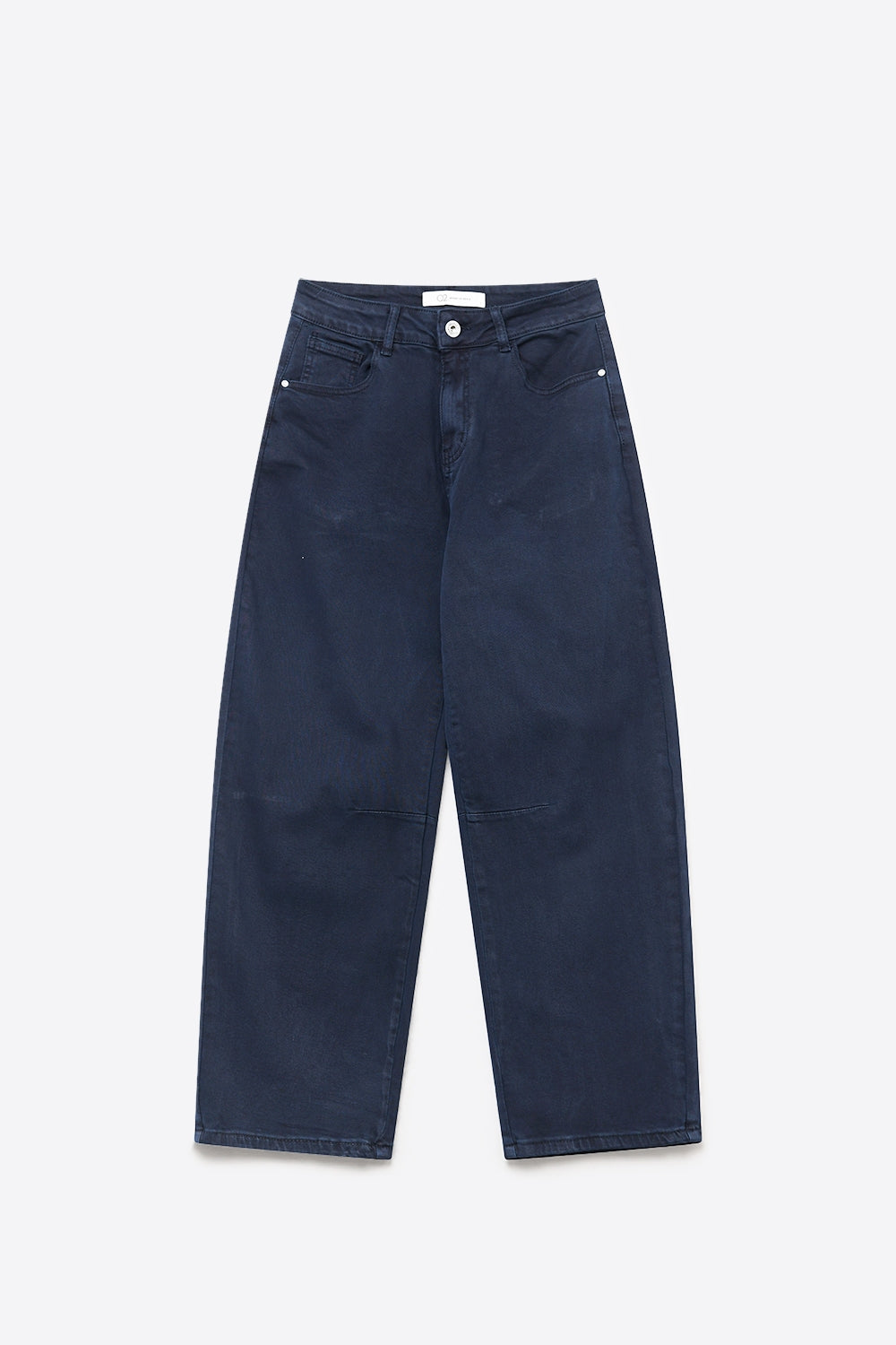 UNIKCOSA Navy soft stretch Denim Wide Leg Jeans with seam at the knee