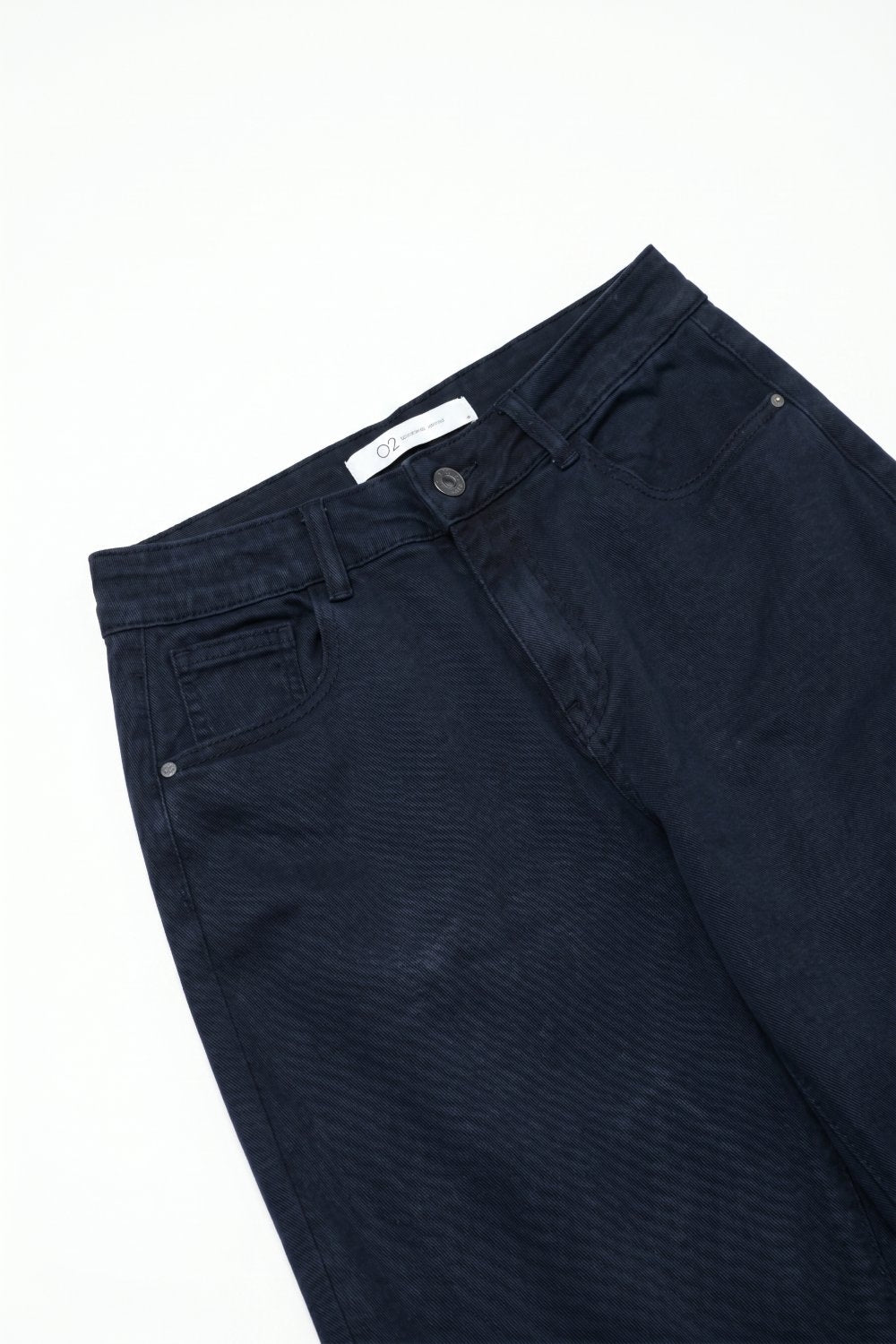 UNIKCOSA Navy soft stretch Denim Wide Leg Jeans with seam at the knee