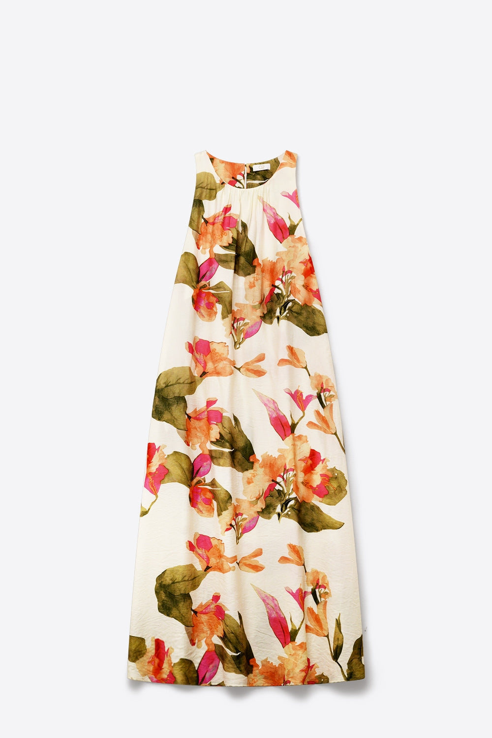 UNIKCOSA Sleeveless lightweight woven maxi dress with cream floral print relaxed fit