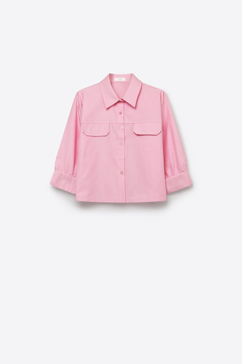 UNIKCOSA Pink oxford fabric Cropped Shirt with Chest Pockets