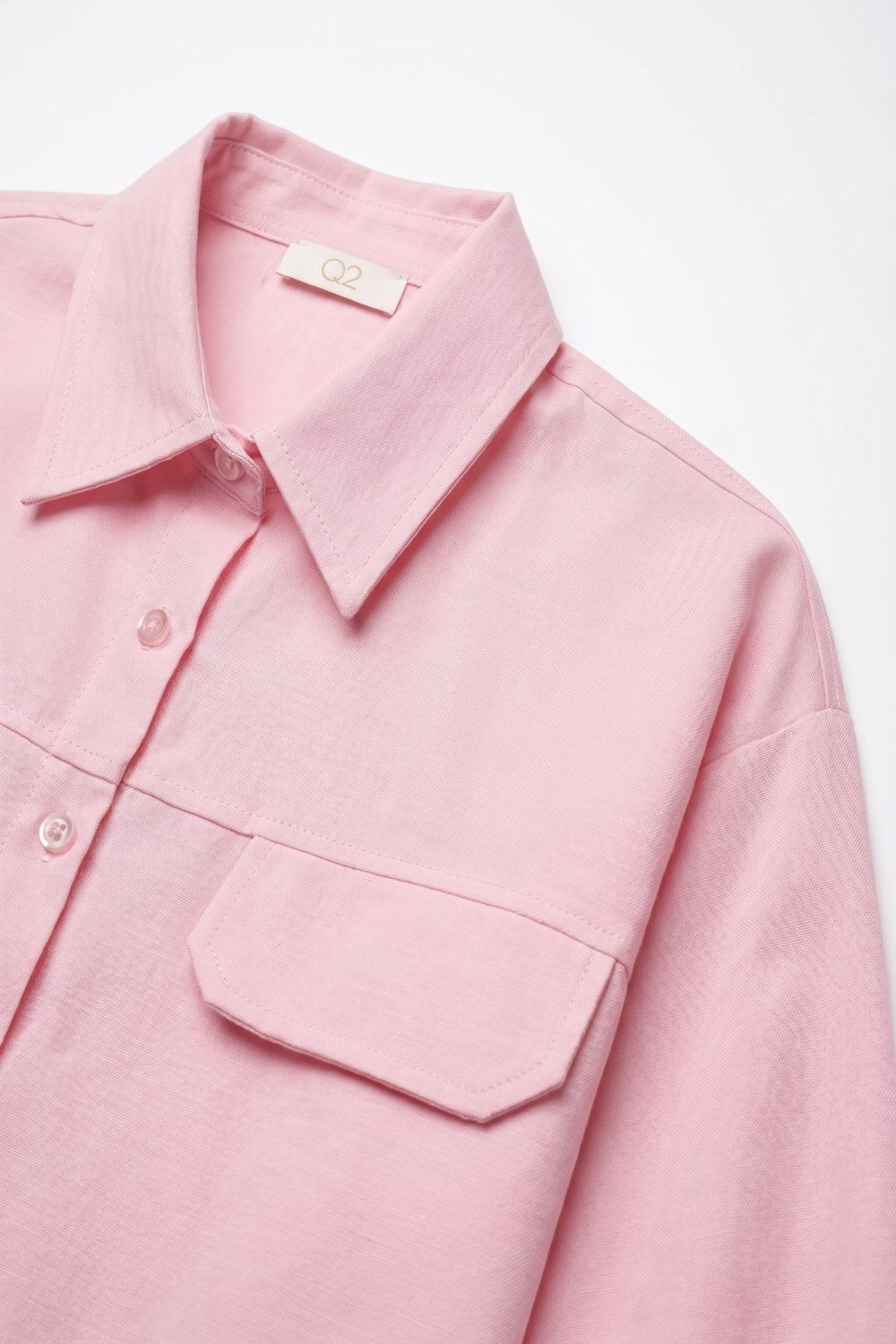 UNIKCOSA Pink oxford fabric Cropped Shirt with Chest Pockets