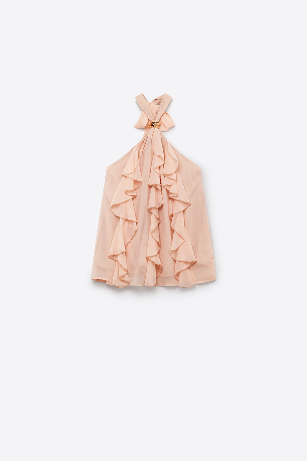 UNIKCOSA light pink chiffon ruffle halter top