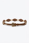 UNIKCOSA Brown Gold Heart-Buckle Western Belt