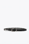 UNIKCOSA Black Studded Eyelet Slim Western Belt