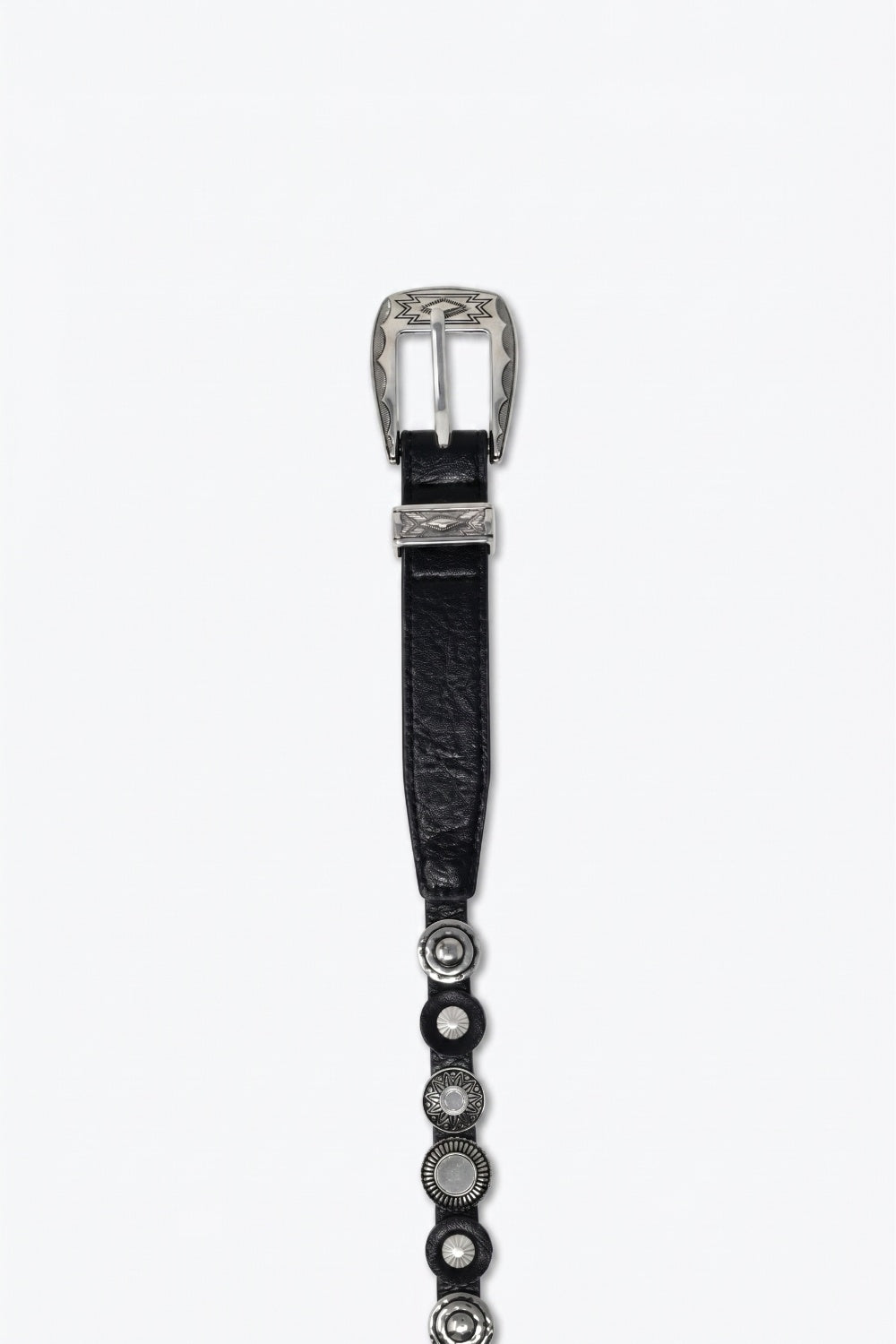 UNIKCOSA Black Studded Eyelet Slim Western Belt