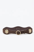 UNIKCOSA Chocolate Faux-Suede Rosette-Buckle Belt