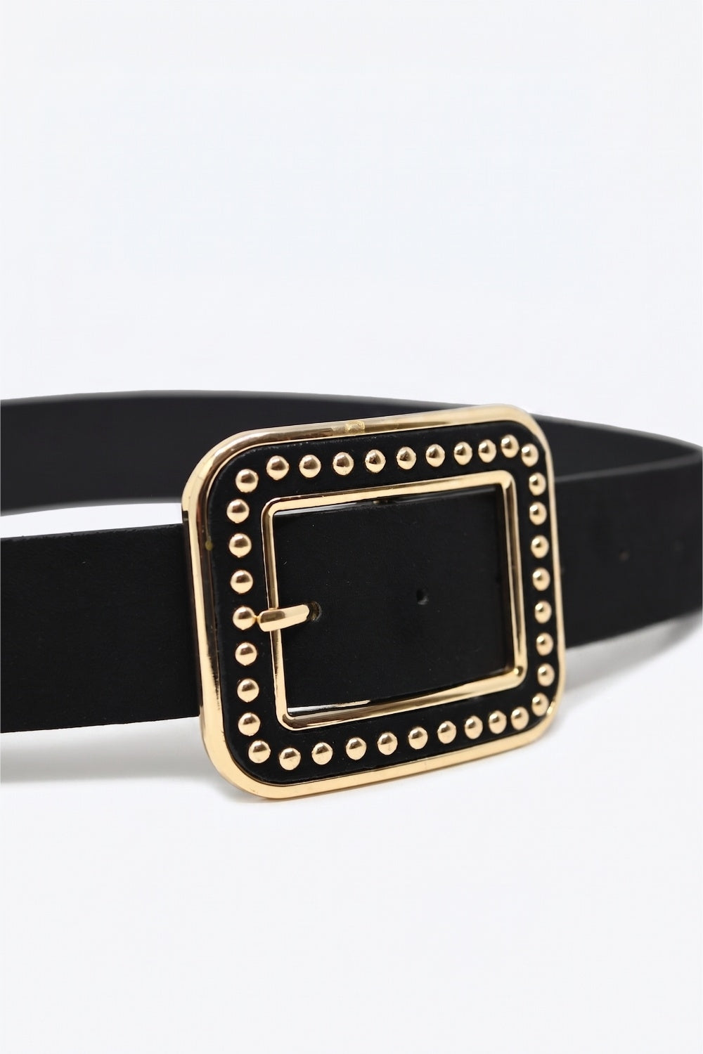 UNIKCOSA Black Studded Square-Buckle Waist Belt