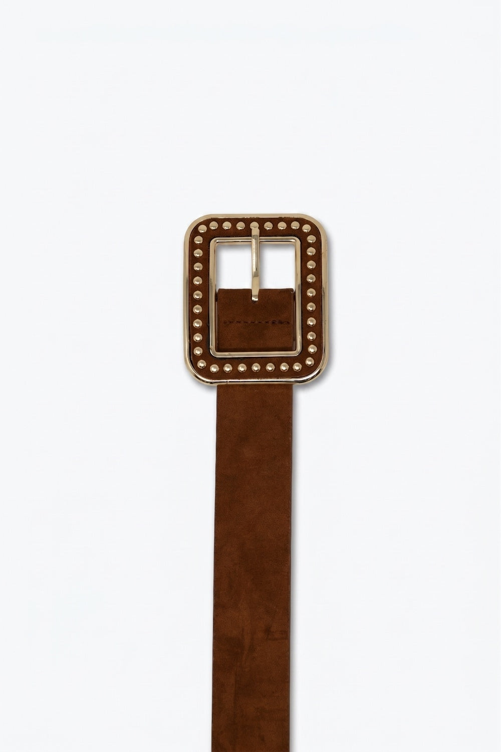 UNIKCOSA Camel Studded Square-Buckle Wide Belt