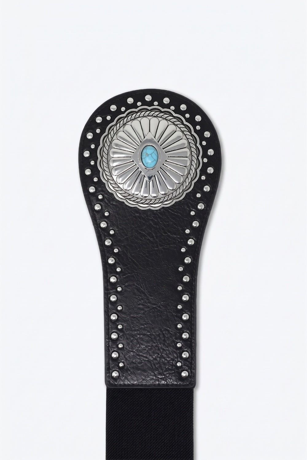 UNIKCOSA Black Studded Turquoise Concho Wide Belt