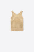 Beige Geo Knit Textured Sleeveless Top