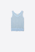 Light Blue Chevron Pointelle Knit Sleeveless Top