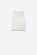 White Fine Knit Ribbed Trim Regular Fit Tank Top