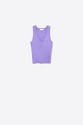 Lilac Ribbed Knit Scallop Edge Sleeveless Cropped Top