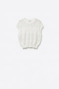Lightweight Open-Knit Short Sleeve Sweater in white