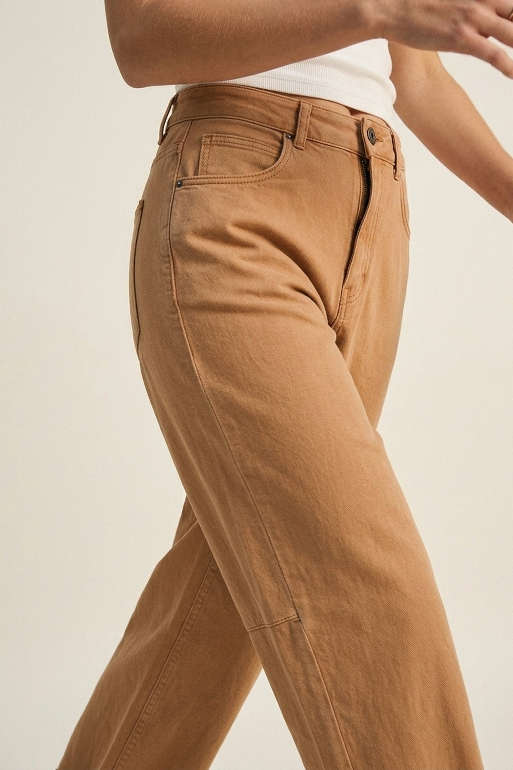 Orange Wide-Leg Barrel style Pants with Rolled Hems