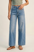 UNIKCOSA Blue Wide-Leg Light Wash Denim Jeans with side seams