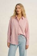 UNIKCOSA Stripe Lightweight long Shirt in Light Pink