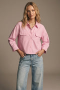 UNIKCOSA Pink oxford fabric Cropped Shirt with Chest Pockets