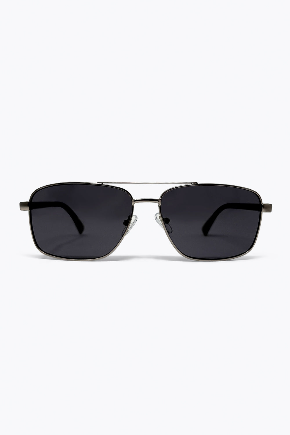 UNIKCOSA Square Aviator Sunglasses with Metal Frame in silver color