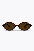 Brown Oval Frame Lightweight Retro Lens Sunglasses